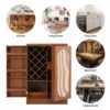 Home Bar Cabinet, Industrial Rattan Door Fold Out Bar Cabinet With Storage Bar Table - Walnut - Image 10