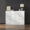 Modern 8 Drawer Dresser Ample Storage Wide Chest - White - Image 2