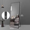 Floor Mirror Full Length Mirror Ultra Thin Aluminum Alloy Frame Modern Style Standing / Hanging Mirror Wall Mounted Mirror - Black - Image 3