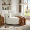 360 Degree Swivel Chair Accent Barrel Chair With Removable Pillows Chenille Fabric - Beige - Image 12