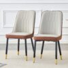 Modern Light And Dining And Living Room Chairs WithCushion And Metal Legs (Set of 2) - Brown / Light Gray - Image 2