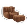 Modern Indoor Fluffy Bean Bag Chair With Memory Foam And Ottoman Super Soft Velvet - Brown - Image 3