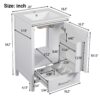 20" Bathroom Vanity With Sink, Soft Close Drawers, Door Organizer, Divider Drawer, Adjustable Foot Pads - White - Image 3