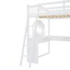 Full Loft Bed With U Shaped Desk, Storage Compartments And Tri Fold Mirror - White - Image 8