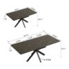 Modern Extendable Dining Table Set With Curved Backrest Chairs - Black White - Image 2