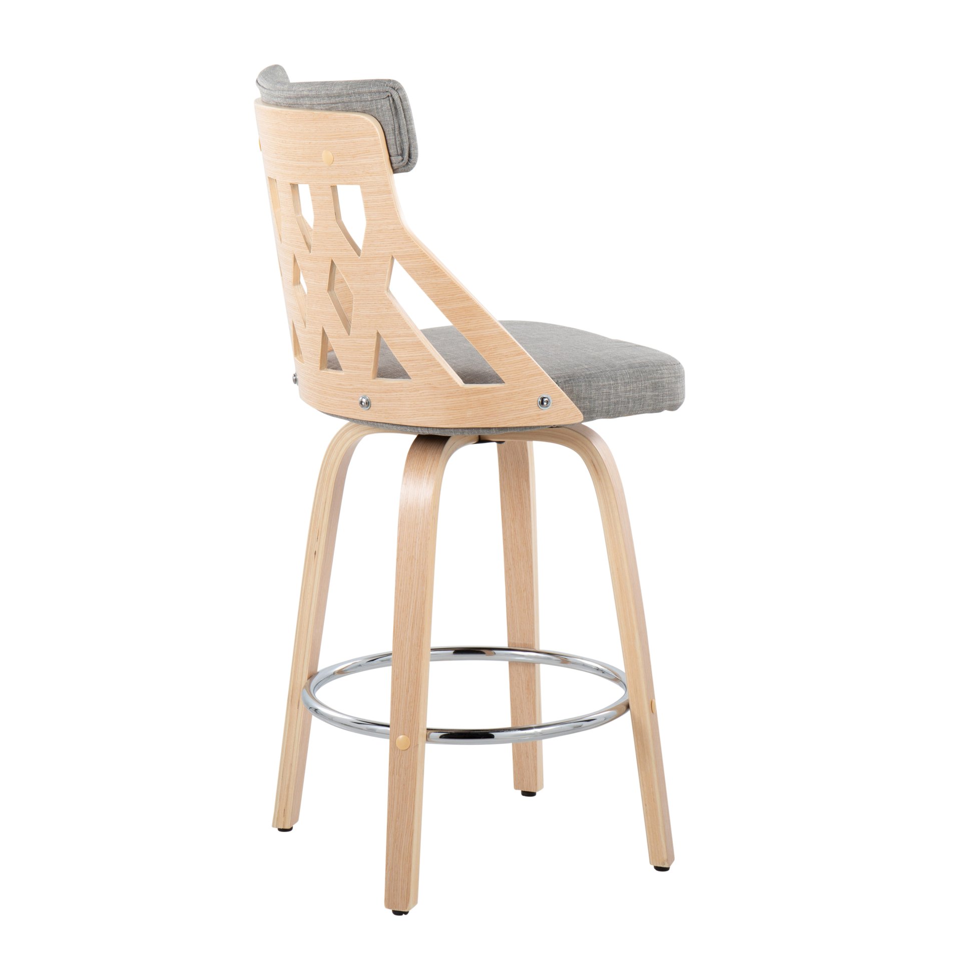 York - Mid-Century Modern Counter Stool - Natural / Light Gray - Image 3