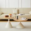Round Coffee Table - Brown / White - Image 14