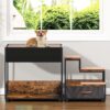 Pet Step Window Perch, Bunk Beds Window Perch For Dogs Bedside Lounge Elevated Dog Bed Multi-Level Platform With Sponge, Non-Slip Pad And Storage - Black / Vintage - Image 2