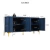 Modern 4 Door Sideboard With Creative Carved Surface And Adjustable Shelves - Light Blue - Image 3