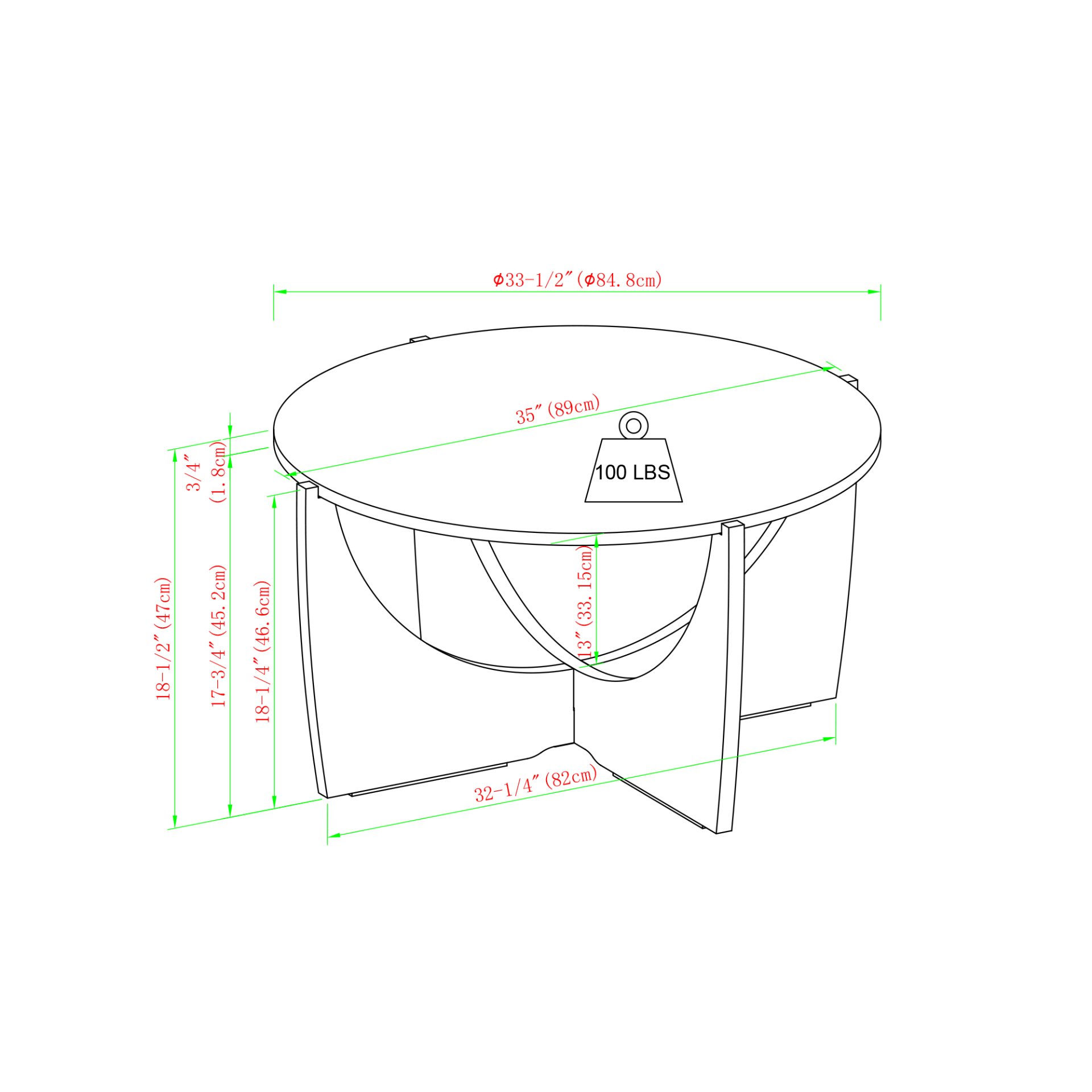 Contemporary Open Arch Base Round Coffee Table - Cerused Ash - Image 3