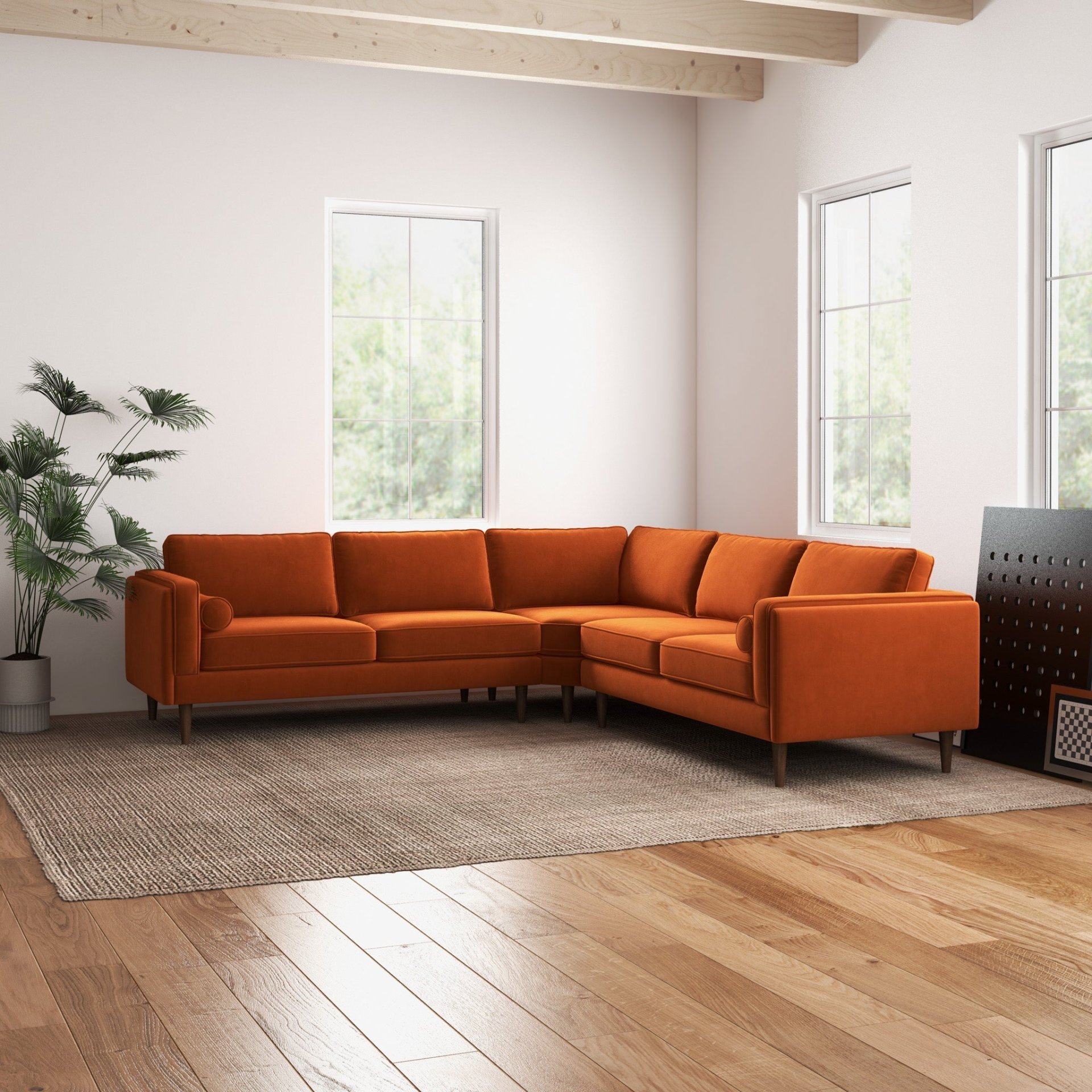 Amber - Corner Sectional Sofa - Orange - Image 8