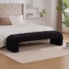 Modern Upholstered Armless Bed Bench With Channel Tufted Design Chenille - Black - Image 5