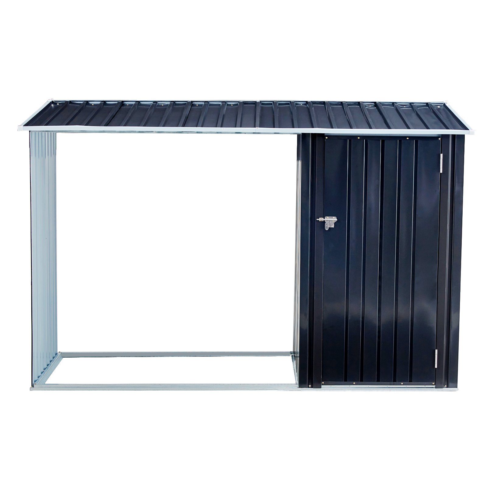 Firewood Storage Shed, Outdoor Firewood Rack, Outdoor Storage Shed With Log Holder, Firewood Shelter For Patio, Anthracite Galvanized Steel - Black - Image 6