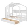 Twin Size House Bed With 2 Drawers, Kids Bed With Storage Shelf - White - Image 6