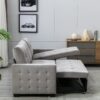 Reversible Sectional Storage Sleeper Sofa Bed, L-Shape 2 Seat Sectional Chaise With Storage, Skin-Feeling Velvet Fabric - Light Gray - Image 12