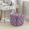 Modern Velvet Upholstered Ottoman, Exquisite Small End Table, Soft Foot Stool, Dressing Makeup Chair, Comfortable Seat For Living Room, Bedroom, Entrance - Purple - Image 4