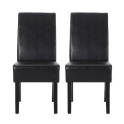 Contemporary Dining Chair (Set of 2) With Rubberwood Legs - Black