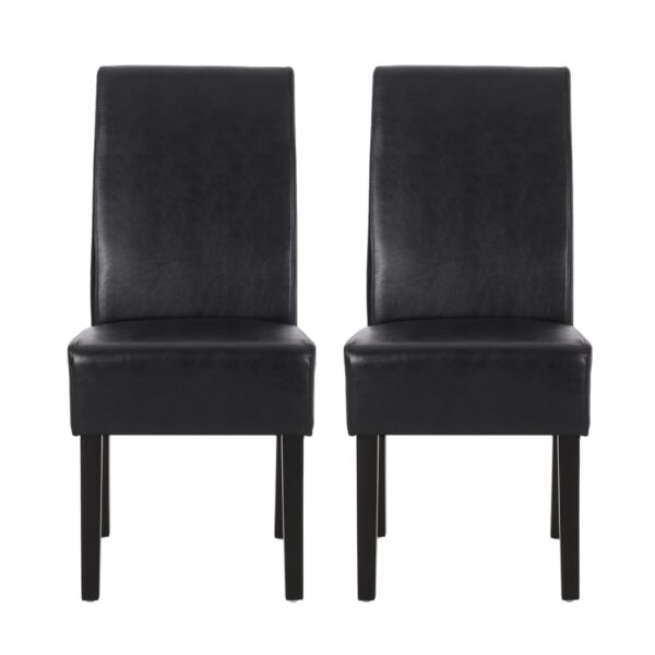 Contemporary Dining Chair (Set of 2) With Rubberwood Legs - Black
