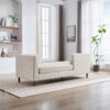 Wide Modern Double Sided Upholstered Chaise Lounge, Sleeper Sofa - Beige - Image 10