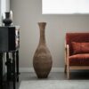 Tall Artificial Rattan Floor Vase In Elegant Statement Piece For Living Room Decor, Entryway, Or Hallway Versatile Home Accent For Dried Or Silk Floral Arrangements - Beige / Gray - Image 5