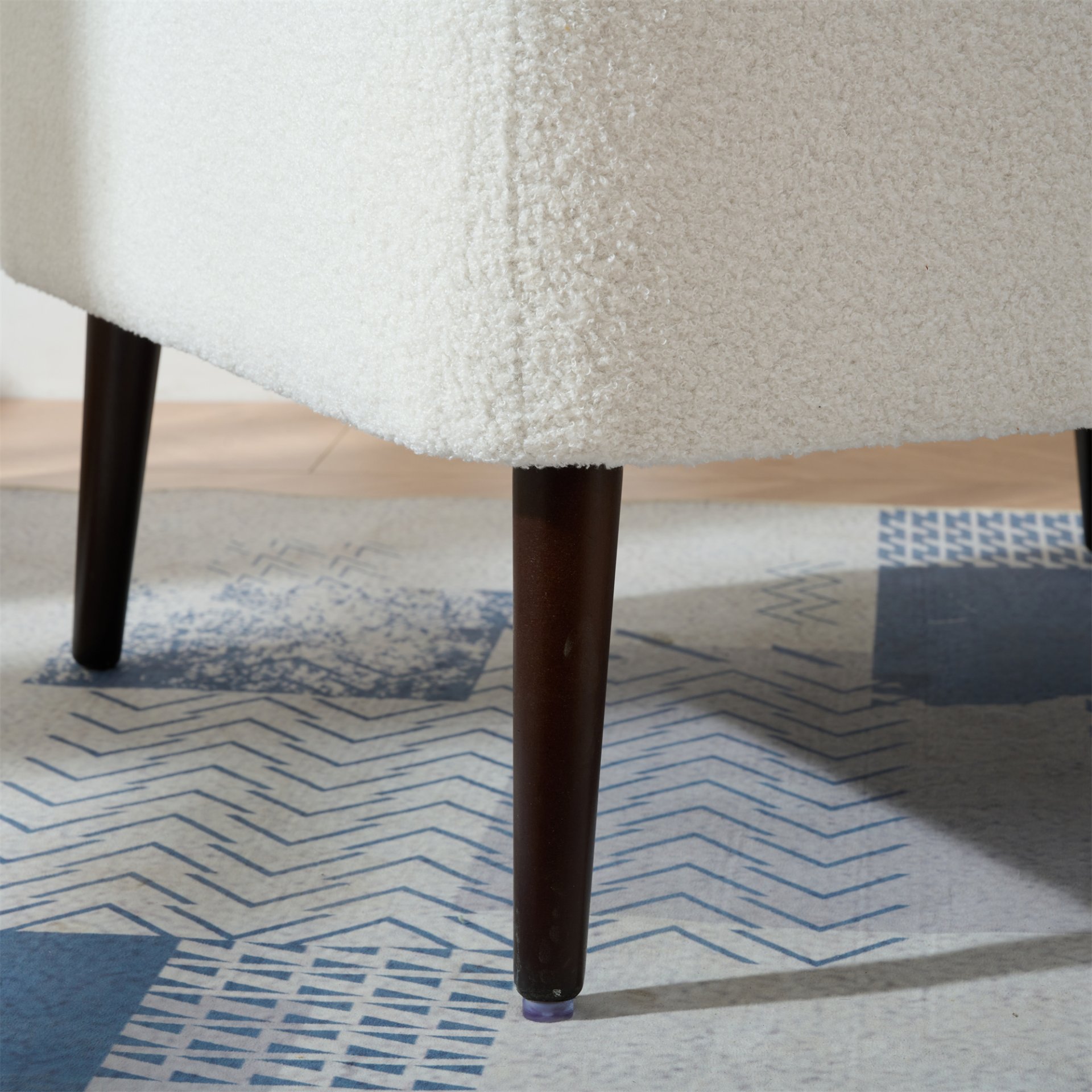 Modern Accent Chair, Teddy Fabric Living Room Chairs Comfy Reading Chair, Mid Century Accent Chair, Lounge Arm Chairs Armchair For Living Room Bedroom - White - Image 23