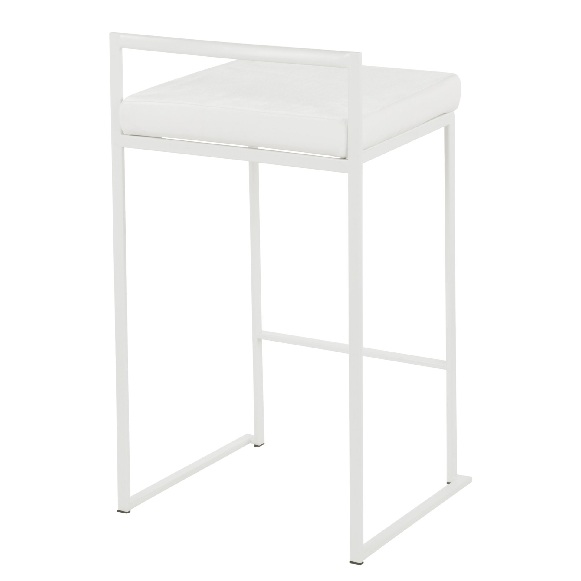 Fuji - Contemporary Stackable Counter Stool (Set of 2) - White - Velvet - Image 4