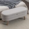 Velvet Fabric Storage Bench With Wood Legs For Bedroom And Living Room - Light Gray - Image 3