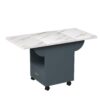 Versatile Wood Folding Dining Table With Wheels, Storage Rack & Drawer, Space Saving Design - White - Image 11