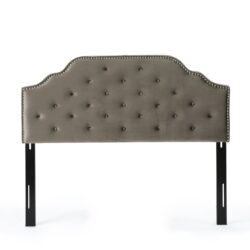 Luella - Button Tufted Full / Queen Upholstered, Metal Panel Headboard - Gray