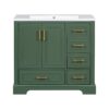 Traditional Bathroom Vanity With Resin Sink Combo Set, Bathroom Cabinet With Two Doors And Four Drawers - Green - Image 15