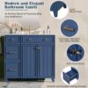 36" Bathroom Vanity With Sink, Soft Close Doors, Adjustable Shelves - Blue - Image 4