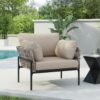 Modern Iron Lounge Chair With Rope Weave And Plush Cushions For Indoor / Outdoor Relaxation - Beige / Gray - Image 4