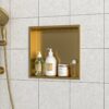 12" X 12" Stainless Steel Shower Niche With Seamless Design For Bathroom Storage - Gold - Image 2