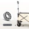 Folding Wagon, Heavy Duty Utility Beach Wagon Cart For Sand With Big Wheels, Adjustable Handle & Drink Holders For Shopping, Camping, Garden And Outdoor - Antique White / Gray - Image 13