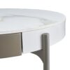 Modern Round Coffee Table With Storage Drawers Handcrafted Ceramic Inlay Tabletop 2 Tone Wood Legs Scandinavian Living Room Center Table - White / Gray - Image 4