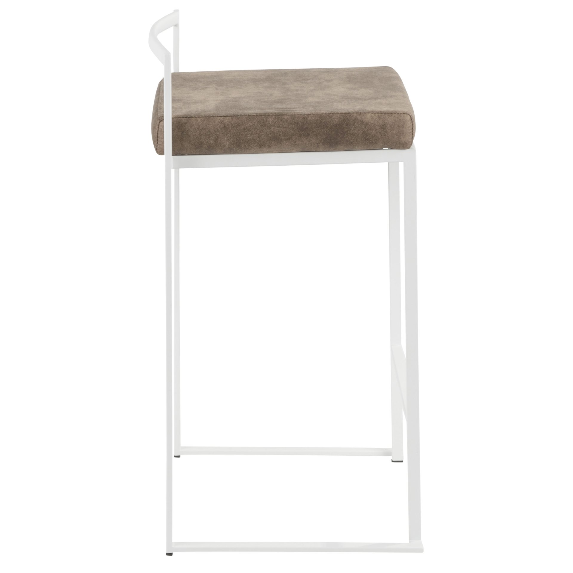 Fuji - Contemporary Stackable Counter Stool (Set of 2) - Brown / White - Image 3