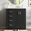 Bathroom Vanity With Ceramic Sink Combo, Frame Bathroom Storage Cabinet, Freestanding Vanity Set With 3 Drawers & Soft Closing Doors - Black - Image 24