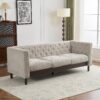 Upholstered Sofa Modern 3 Seater Sofa Couch With Tufted Design For Living Room - Grayish Beige - Image 17