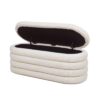 Fuji - Upholstered Oval Storage Bench - Ivory White - Image 16