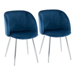 Fran - Contemporary Chair (Set of 2) - Chrome / Blue