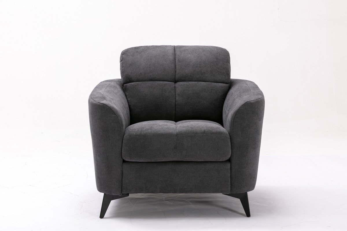 Callie - Woven Fabric Sofa Loveseat Chair Living Room (Set of 3) - Gray - Image 10