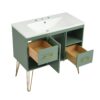 Bathroom Vanity With Resin Sink Combo Set, Modern Freestanding Single Bathroom Cabinet With 2 Drawers & 2 Storage Compartments, Storage Cabinet For Bathroom, Frame Vanity Set - Green - Image 10