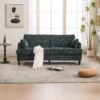 Modern Chenille 2 Seater Sofa With LED Light, USB Charging Port, And Storage Bag - Emerald - Image 11