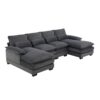 Modern U-Shaped Sectional Sofa With Waist Pillows, 6 Seat Upholstered Symmetrical Sofa Furniture, Sleeper Sofa Couch With Chaise Lounge - Gray - Image 3