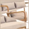 Leisure Chair With Solid Wood Armrest And Feet, Mid-Century Modern Accent Sofa, 2 Seat - Beige - Image 5