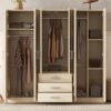 6 Doors Wardrobe Storage For Bedroom, With Big Drawers - Brown - Image 13
