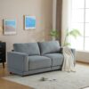 Modern Square Arm Sofa With Soft Velvet Upholstery, Deep Cushions, Sturdy Legs - Gray - Image 2