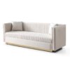 Contemporary Vertical Channel Tufted Sofa Modern Upholstered Couch For Living Room With 2 Pillows - Beige - Image 6