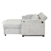 Pull Out Sofa Bed Modern Chenille Convertible Loveseat Sofa With Adjsutable Backrest, 2 Pillows, Cup Holders, USB Ports For Living Room, Apartment - White / Gray - Image 24