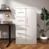 Metal Storage Vertical Filing Cabinet With Lock, 4 Drawers, 1 Door, Steel Construction, School / Office Use - Brushed Nickel - Image 2